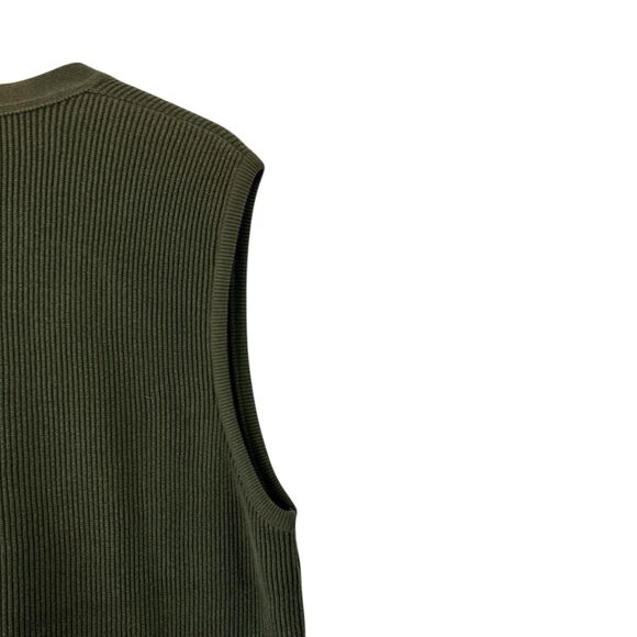 Vintage Talbots Medium Sweater Button Cardigan Vest Tunic Green Cotton Womens - Picture 9 of 12